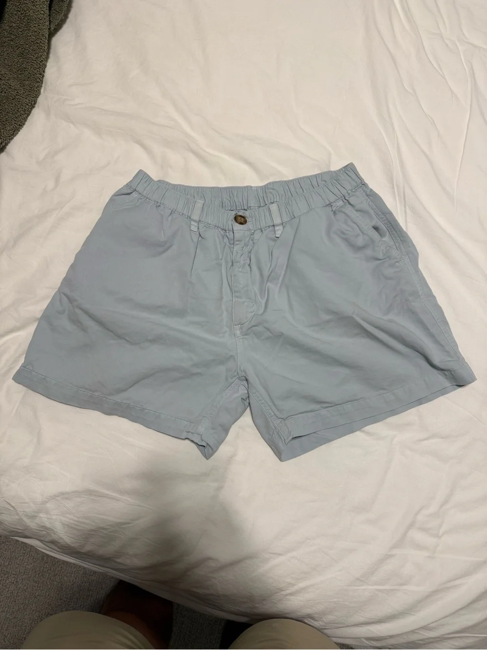 Men's Light Blue Casual Elastic-Waist Shorts